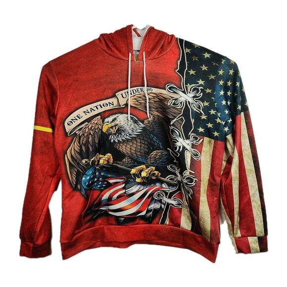 Other - One Nation Under God Jesus Hoodie Men's XL Graphic Print America Eagle Patriotic